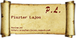 Piszter Lajos névjegykártya